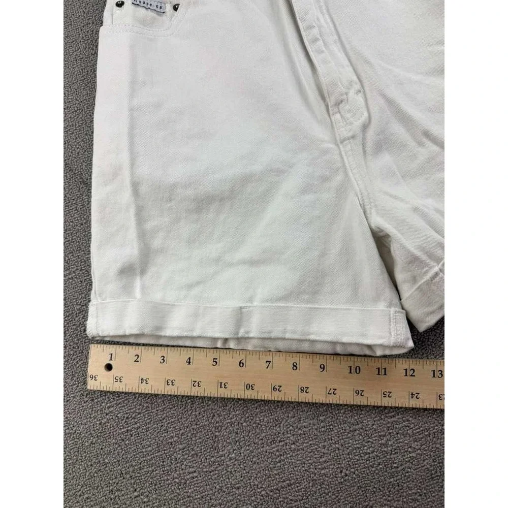 Vintage Route 66 Shorts Women 11/12 White Relaxed Fit‎ Denim High Waisted Cuffed